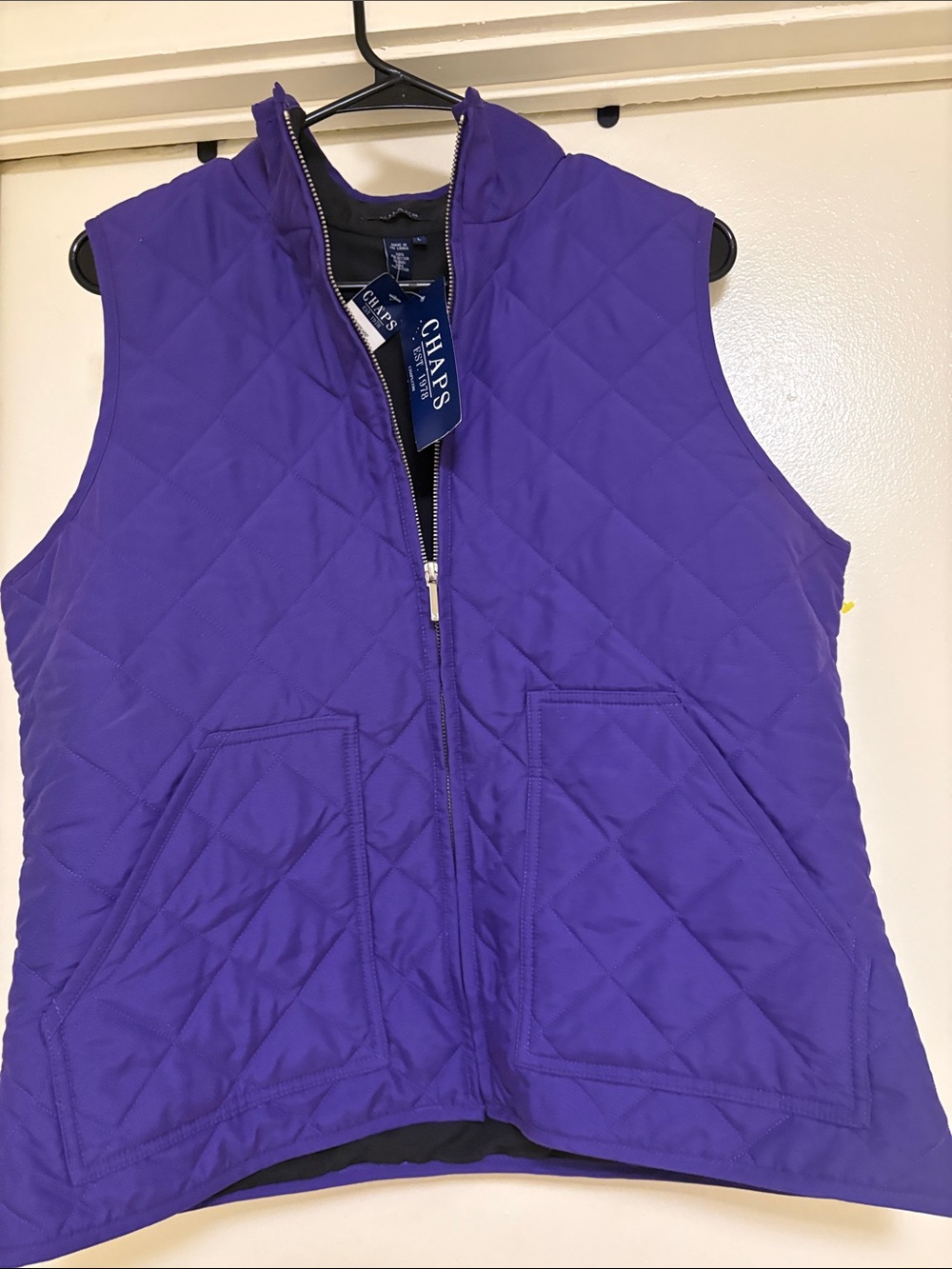 Chaps Quilted Vest in Bright Purple